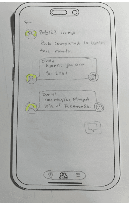 Paper prototype figure 15: Activity Comments
