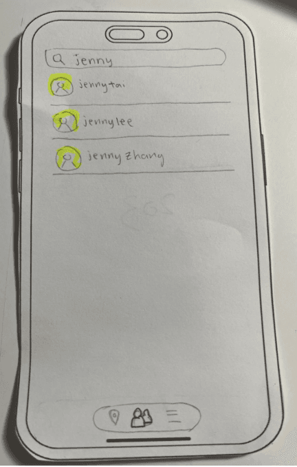 Paper prototype figure 16: User Search