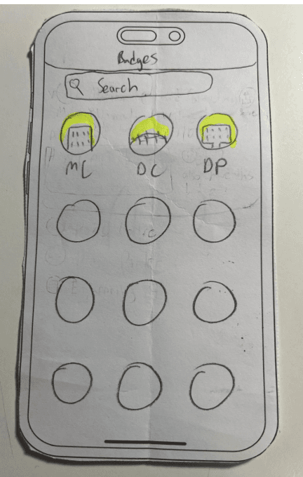 Paper prototype figure 21: Badge Collection
