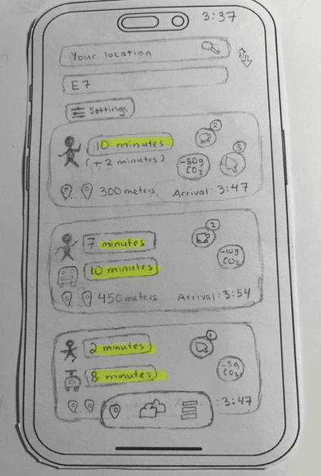 Paper prototype figure 4: Route Selection
