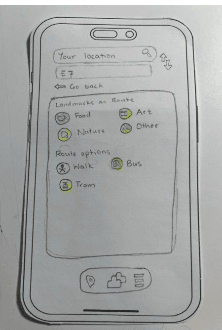 Paper prototype figure 5: Route Preferences