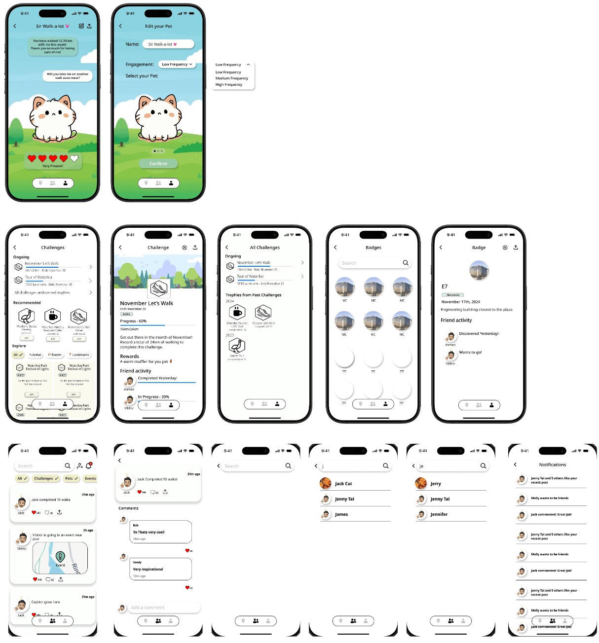 Initial high-fidelity prototype - Social Features